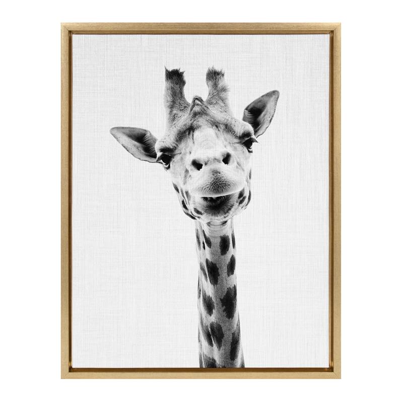 Kate and Laurel Sylvie Giraffe Portrait Canvas by Simon Te Tai - 18x24 - Plastic - Gold