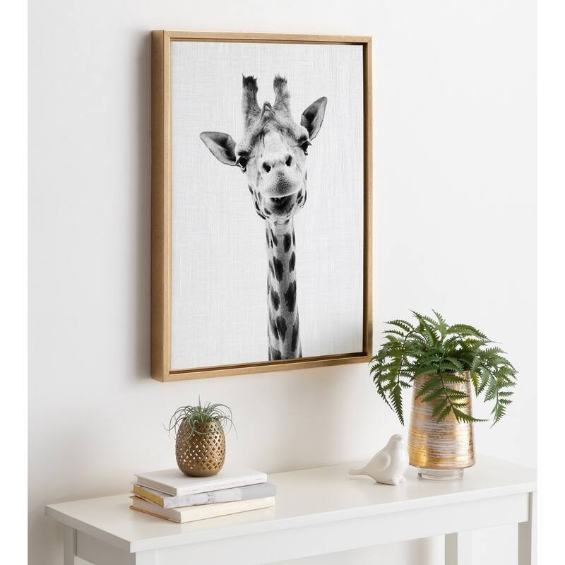 Kate and Laurel Sylvie Giraffe Portrait Canvas by Simon Te Tai