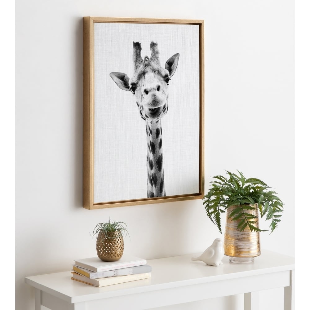 Kate and Laurel Sylvie Giraffe Portrait Canvas by Simon Te Tai