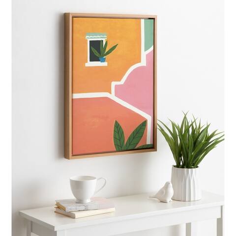 Kate and Laurel Sylvie Village Walls Framed Canvas By Teju Reval