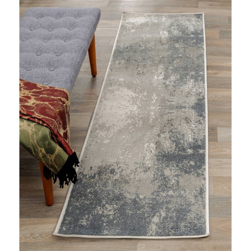 World Rug Gallery Contemporary Oblique Abstract Area Rug - 2'x7' Runner - Runner/Rectangle