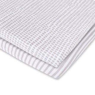 Waterproof Bassinet Sheet Set Jersey Cotton 2 Pack -Taupe