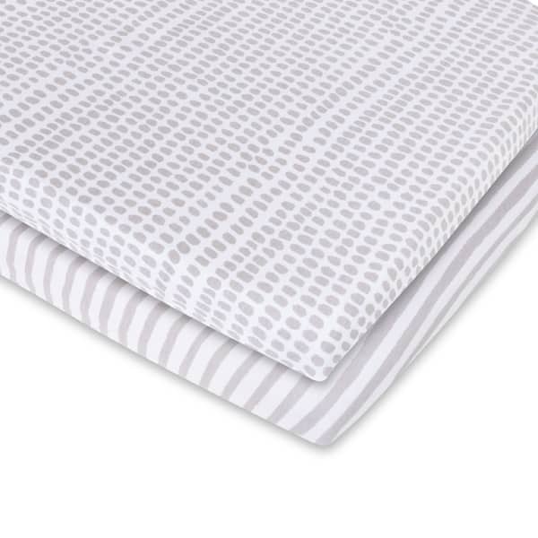 slide 2 of 4, Waterproof Bassinet Sheet Set Jersey Cotton 2 Pack -Taupe