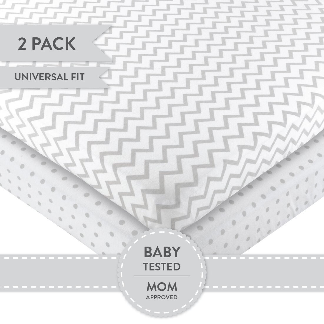 Shop Pack N Play Crib Sheet Set Jersey Cotton 2 Pack Grey