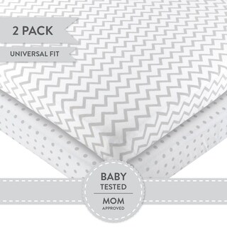 Pack N Play Crib Sheet Set Jersey Cotton 2 Pack - Grey