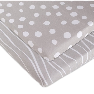 Bassinet Sheet Set Jersey Cotton 2 Pack -Grey and White