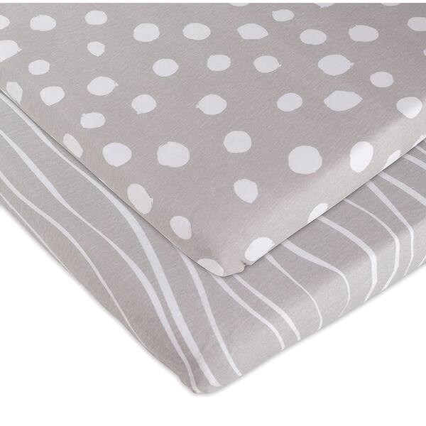 slide 2 of 5, Bassinet Sheet Set Jersey Cotton 2 Pack -Grey and White