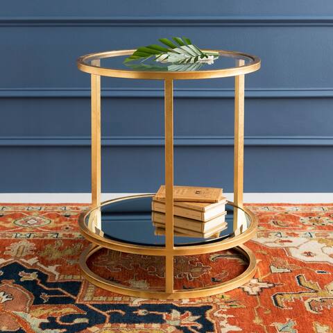 Sadler Glass and Gilded Metal Updated Traditional Hand Crafted End Table - 20" x 20" x 24"