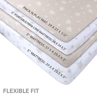 Pack N Play Crib Sheet Set Jersey Cotton 2 Pack -Tan Star