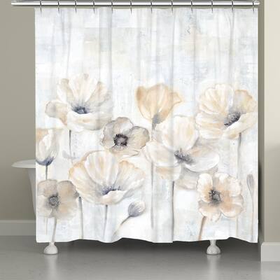 Gray Poppy Garden Shower Curtain