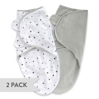 Adjustable Swaddle Small Grey Stars + Solid Grey 0-3 Months - N/A