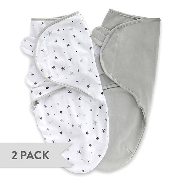 slide 2 of 5, Adjustable Swaddle Small Grey Stars + Solid Grey 0-3 Months - N/A