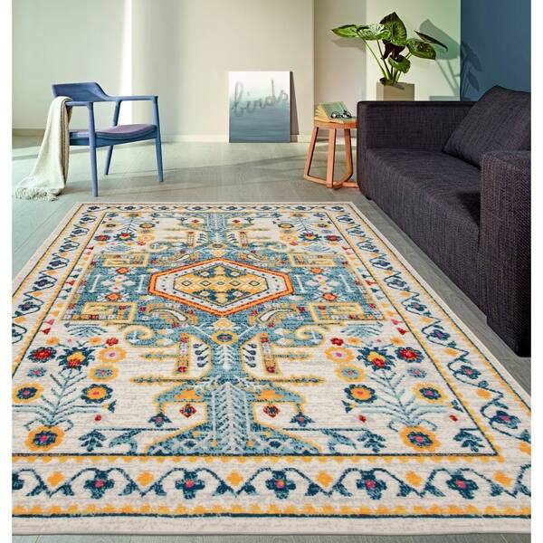 Porch & Den Tanasbourne Geometric Medallion Area Rug Bed Bath