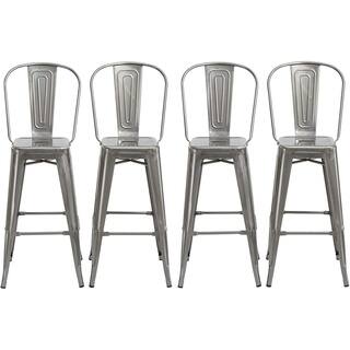 Antique Bronze Distressed Rustic 30" High Back Chair Bar Stools