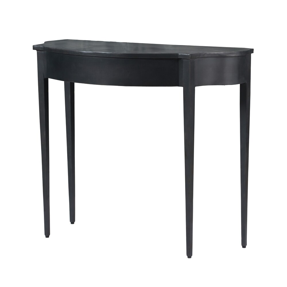 A and B Home Rustic Black Demi Lune Console Table