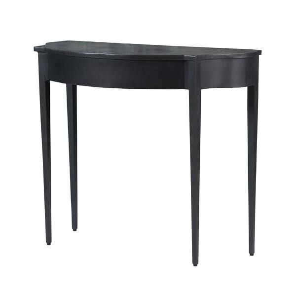 slide 1 of 1, Rustic Black Demi Lune Console Table