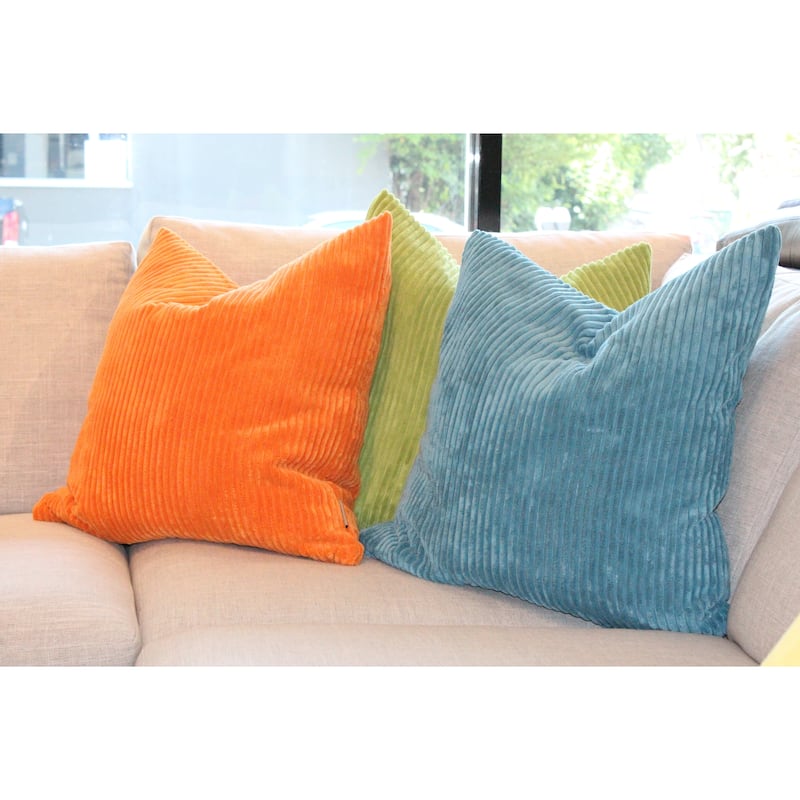 Pillow Decor - Wide Wale Corduroy 22x22 Oyster Throw Pillow - Bed Bath ...