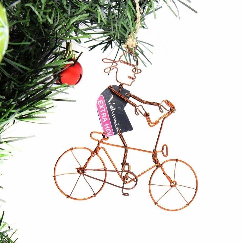 Recycled Handmade Bicyclist Ornaments, Set of 2
