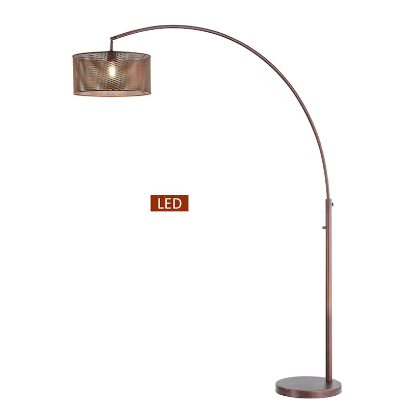 Carson Carrington Ingelsgard Antique Bronze Double Shade LED Arched Floor lamp