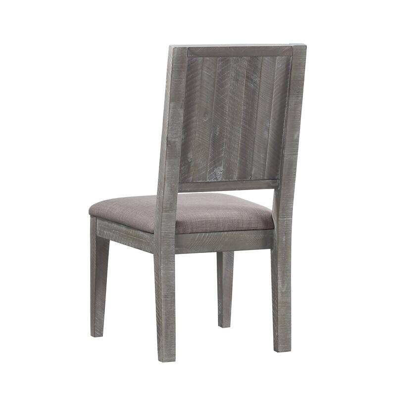 Herringbone Solid Wood Upholstered Dining Chair in Rustic Latte