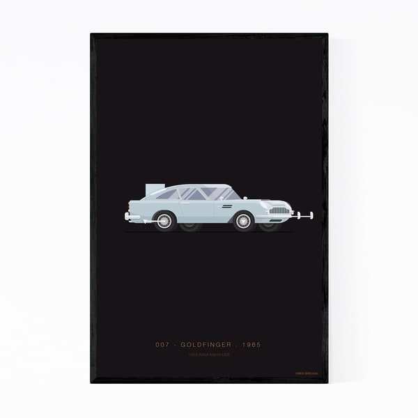 Noir Gallery Aston Martin Goldfinger Illustration Framed Art Print