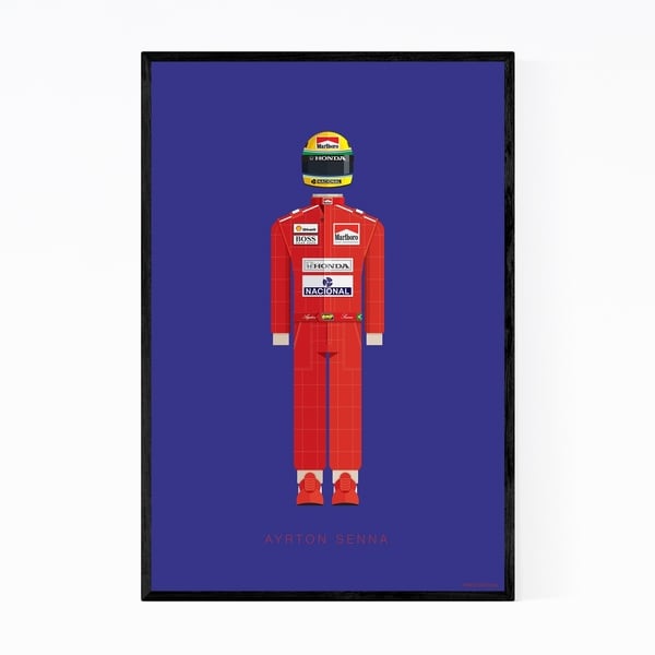 Noir Gallery Ayrton Senna Sports Illustration Framed Art Print