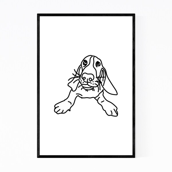Noir Gallery Dog Basset Hound Illustration Framed Art Print
