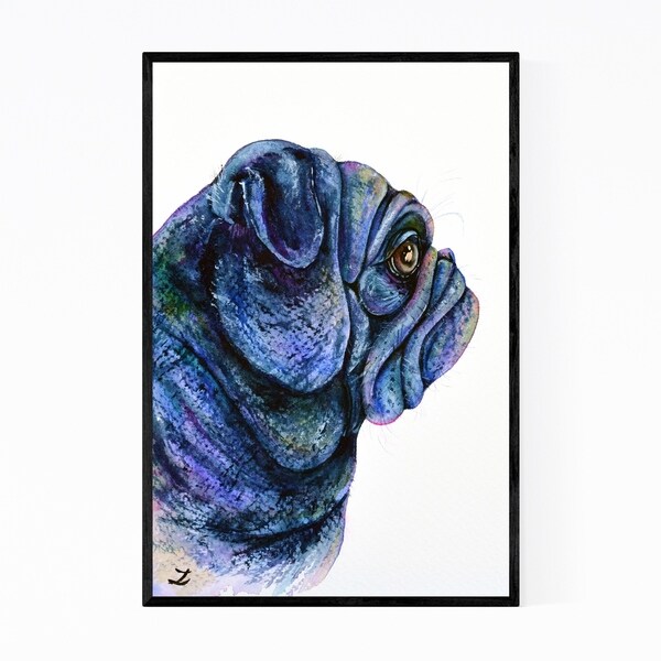 Noir Gallery Animal Dog Pug Painting Framed Art Print