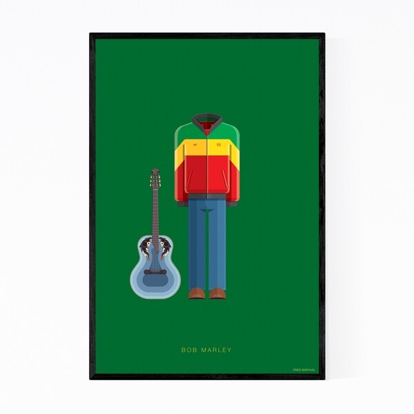 Noir Gallery Bob Marley Music Illustration Framed Art Print