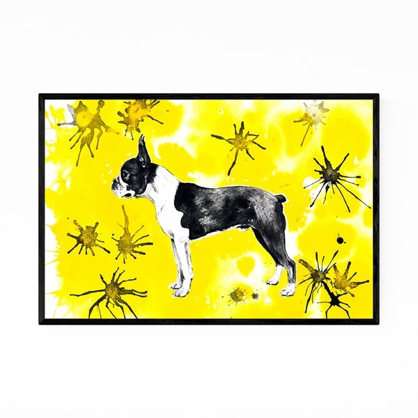Noir Gallery Animal Boston Terrier Dog Painting Framed Art Print