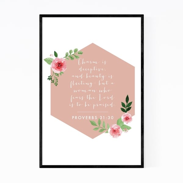 Noir Gallery Proverbs 31:30 Bible Typography Framed Art Print