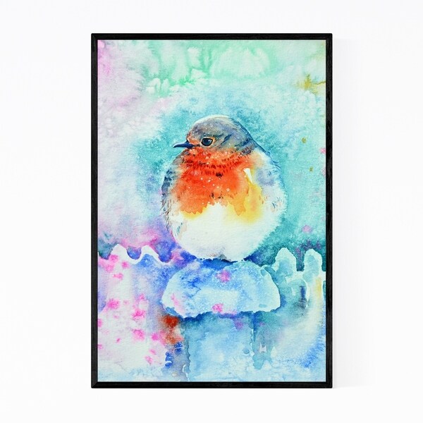 Noir Gallery Animal Birds Holiday Robin Winter Framed Art Print