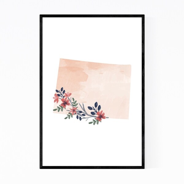 Noir Gallery Colorado Floral State Map Framed Art Print