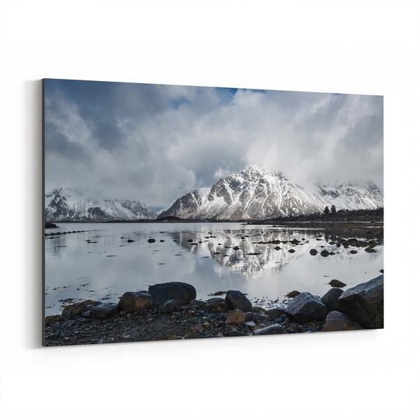 Noir Gallery Norway Winter Mountains Nature Photo Canvas Wall Art Print