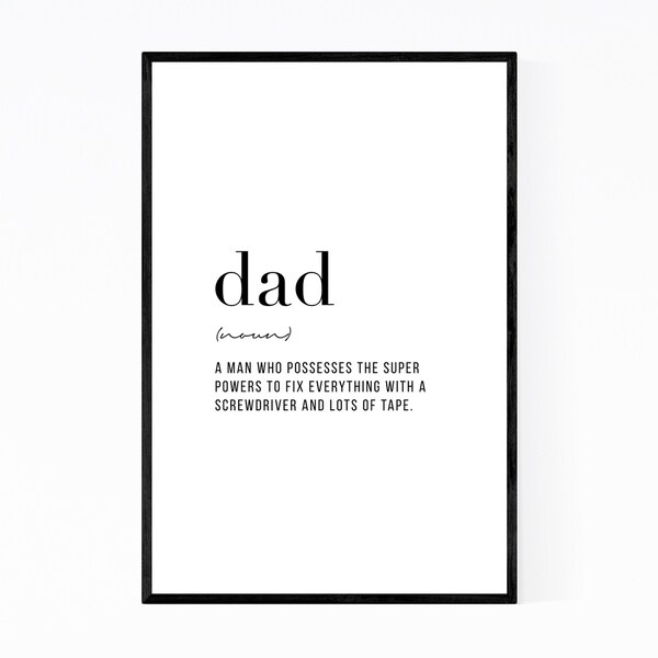 Noir Gallery Dad Definition Typography Framed Art Print