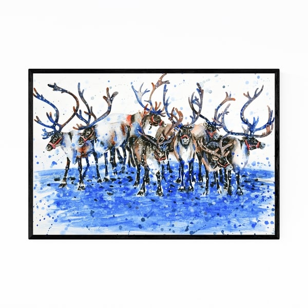 Noir Gallery Raindeer Christmas Santa Claus Framed Art Print