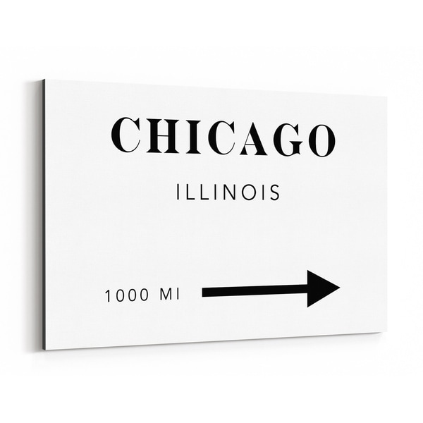 Noir Gallery Chicago City Typography Canvas Wall Art Print