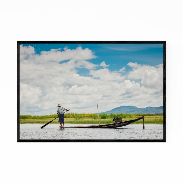 Noir Gallery Inle Lake Myanmar Boats Photo Framed Art Print