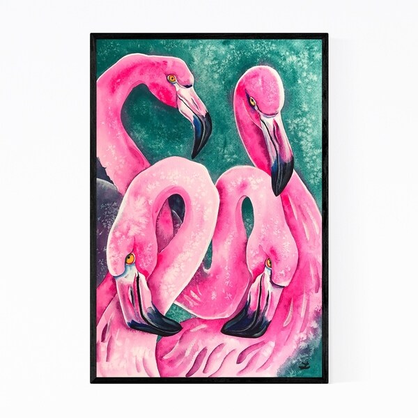 Noir Gallery Animal Birds Flamingo Painting Framed Art Print
