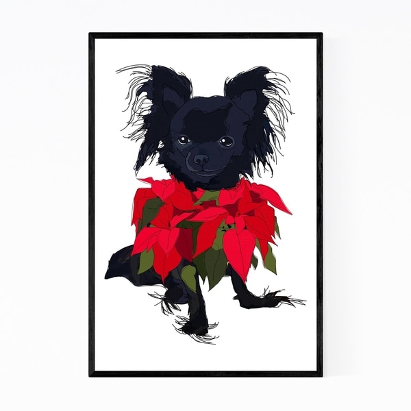 Noir Gallery Dog Floral Botanical Illustration Framed Art Print