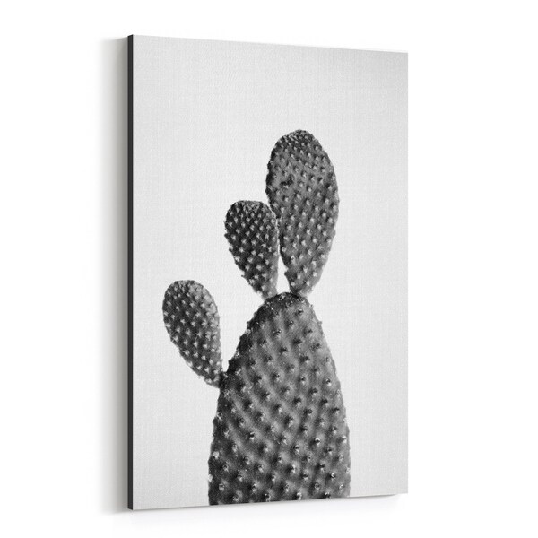 Noir Gallery Cactus Nature Black & White Photo Canvas Wall Art Print