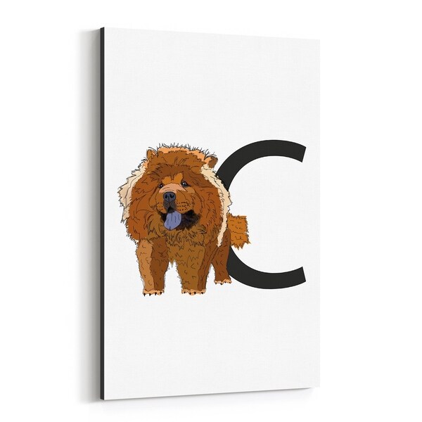 Noir Gallery Cute Dog Animal Illustration Canvas Wall Art Print