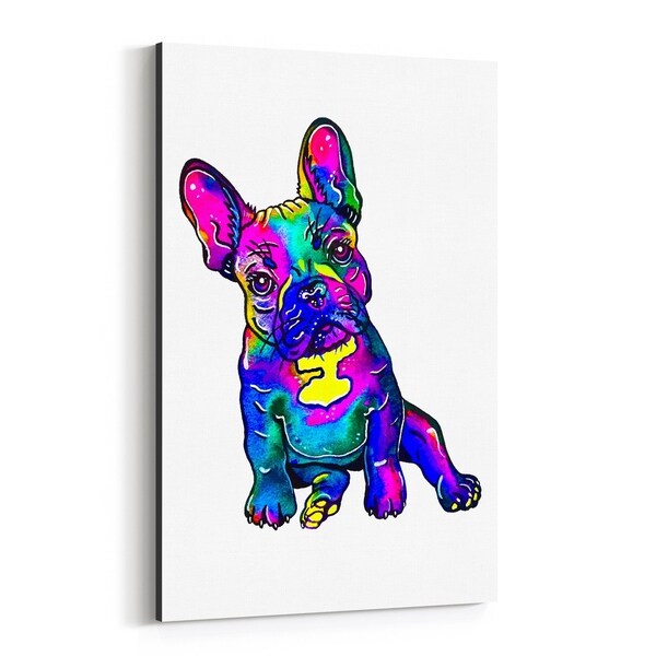 Noir Gallery Animal Bulldog Dog Puppy Illustration Canvas Wall Art Print