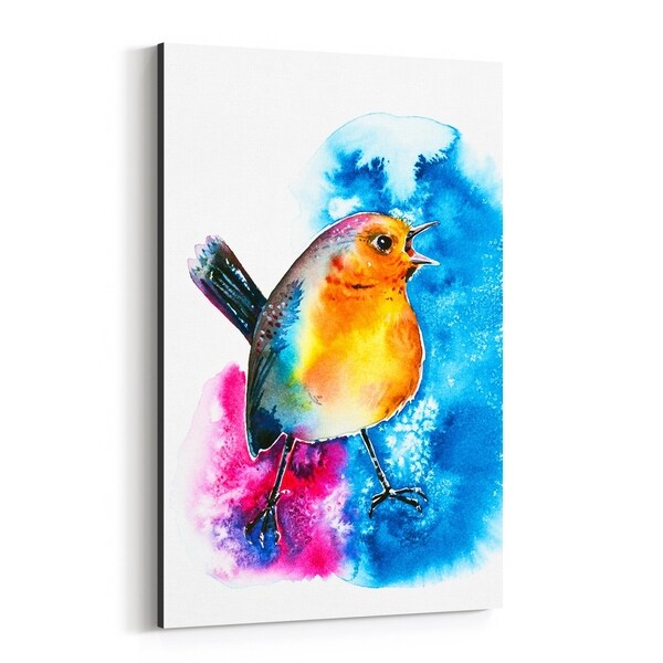 Noir Gallery Animal Birds Holiday Robin Painting Canvas Wall Art Print