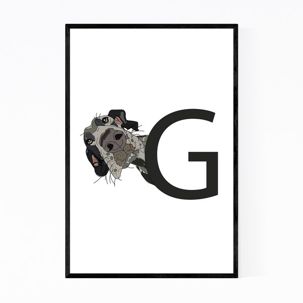 Noir Gallery Dog Great Dane Illustration Framed Art Print