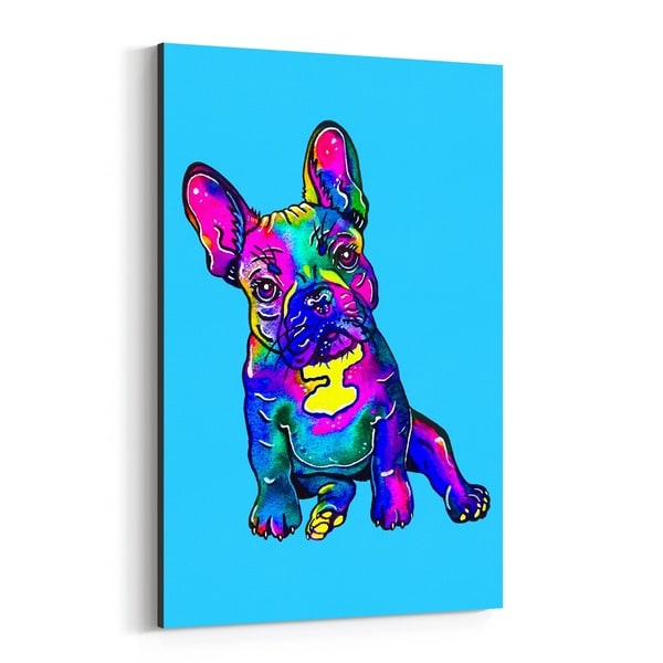 Noir Gallery Animal Bulldog Dog Puppy Illustration Canvas Wall Art Print