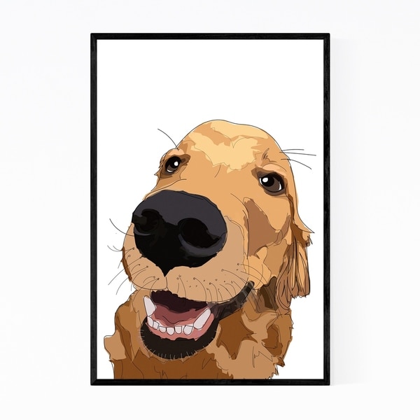 Noir Gallery Dog Golden Retriever Illustration Framed Art Print