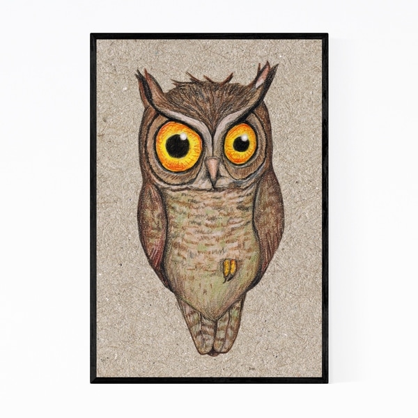 Noir Gallery Bird Animal Owl Humor Drawing Framed Art Print