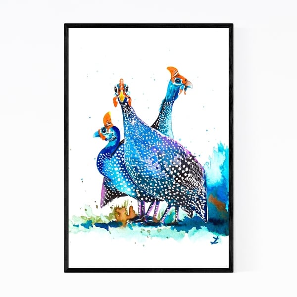 Noir Gallery Animal Birds Guinea Hens Owl Painting Framed Art Print