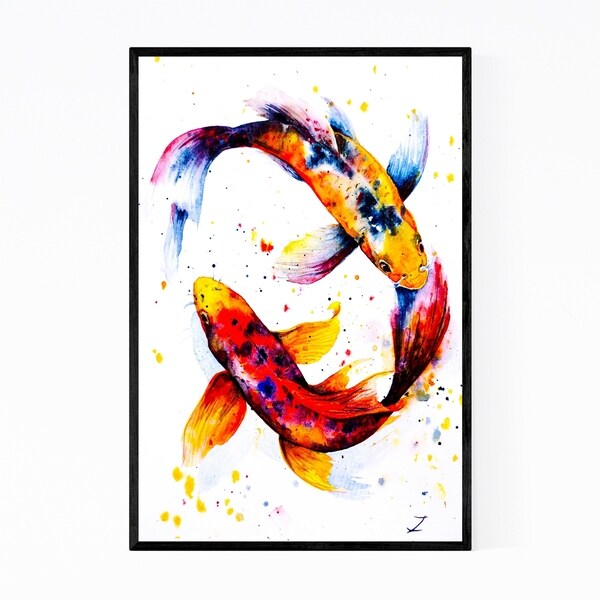 Noir Gallery Animal Fish Koi Fish Painting Framed Art Print